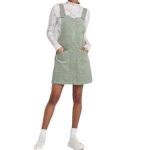 Wild Fable Sage Green Corduroy Zip Front Dress with Pockets, Size Large, EUC